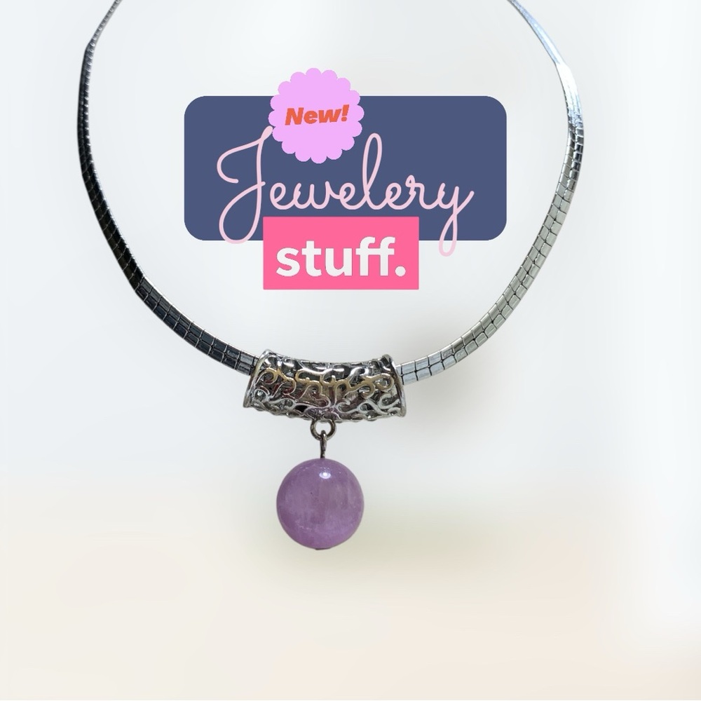 Sterling Silver Necklace With Amethyst Pendant (50020)